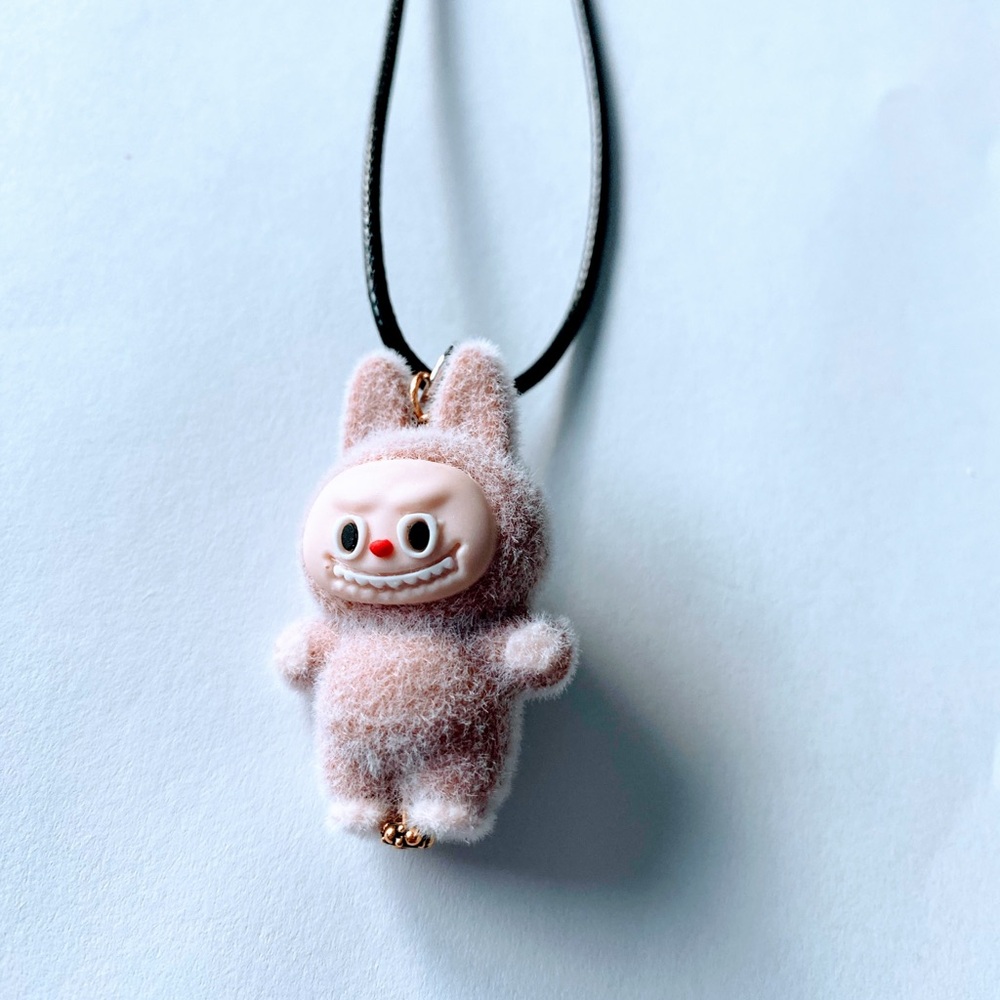 Cute Fuzzy Labubu Pendant Necklace